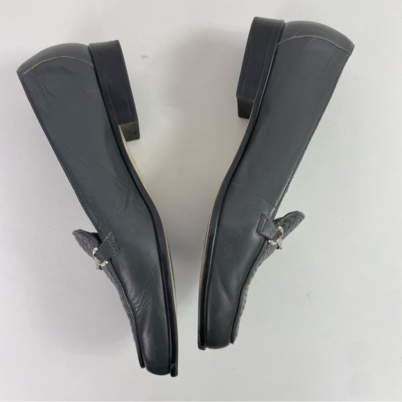 Trotters Vintage Haley Grey Herringbone Woven Leather Horse Bit Classic Loafer - Picture 5 of 15